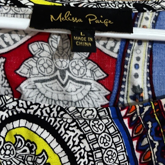 Melissa Paige Women Vibrant Multi Paisley Print Casual Blouse Sz-L - Picture 4 of 6